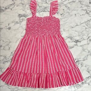 Vineyard Vines Pink and White Pleated Sundress with Flutter Sleeves
